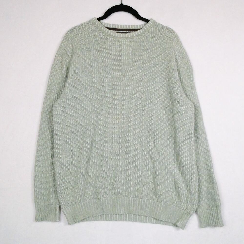 Vintage Tasso Elba Mint Green Knit Sweater Size S Coastal Preppy Waffle Knit